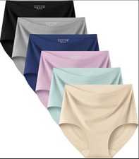 Womens 6 Pack Seamless High Waist Panties No Show Full Coverage Briefs Underwear