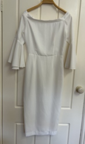 MAURIE & EVE Lucy In The Sky White Off The Shoulder Bell Sleeve Dress Size 6 New - Picture 8 of 16