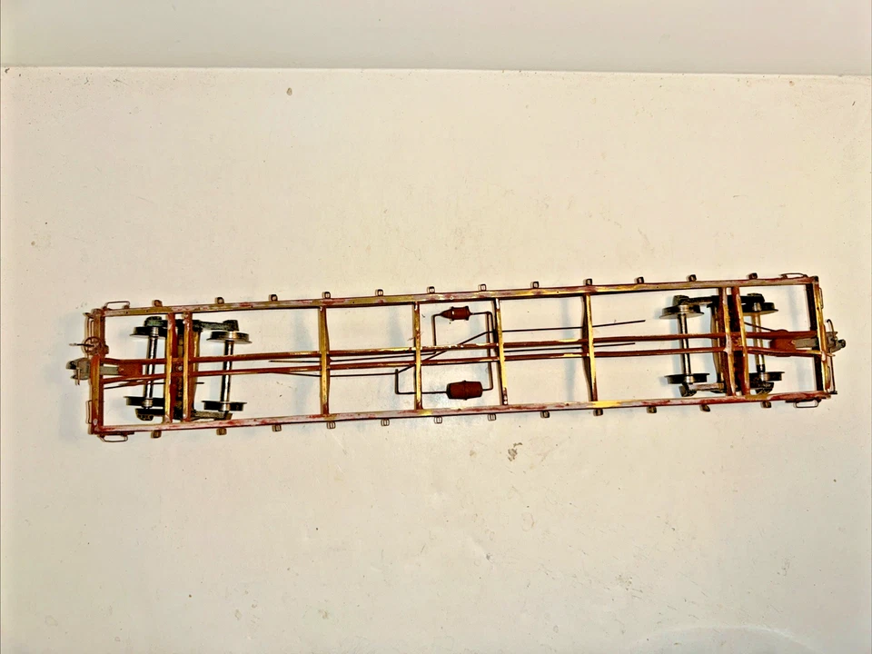 1 pr. Classic 52'6" Lobaugh Brass U.P. Flat Car---Original---Needs Some Work - Image 3 of 4