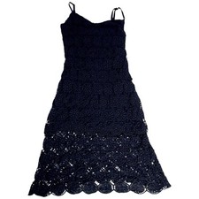 Jack Dress Womens 4 Black Lace Crochet Knit Lined Strap Whimsigoth Witch Summer