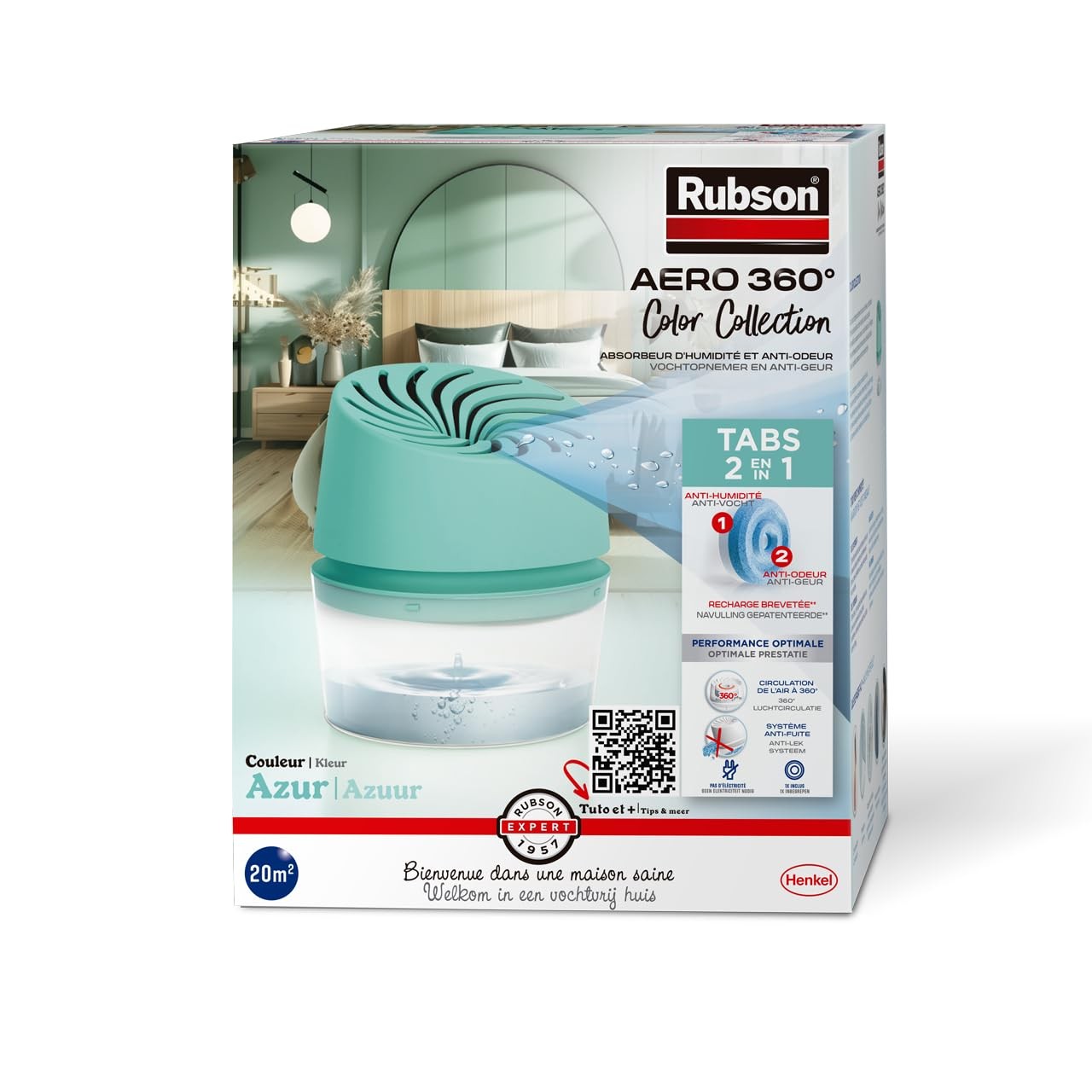 Rubson Aero 360° - Assorbitore di umidità, colore azzurro per stanza da (K6u)