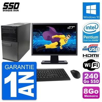 PC tour DELL 390 MT Bildschirm 27 '' Intel G630 RAM 8Go SSD 240Go HDMI Windows 10