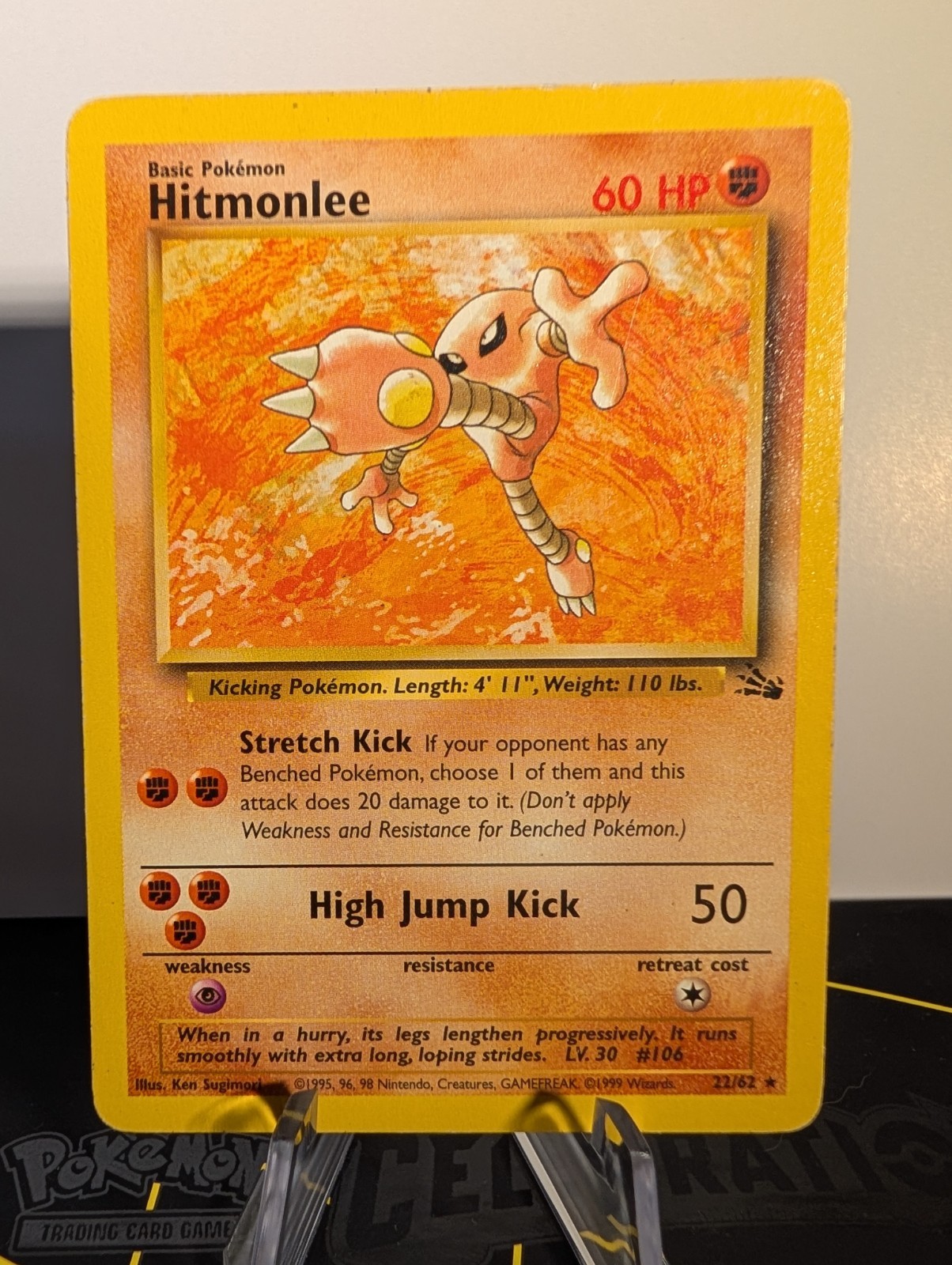 Hitmonlee 22/62 MP Fossil- Non Holo Rare-Pokemon Trading Card Game- Nintendo