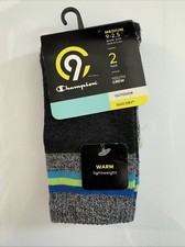 Champion C9 Youth Crew Socks Outdoor Duo Dry 2 Pair Grey Medium