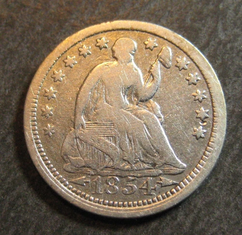 1854  Seated Liberty Half  Dime - * 90% Silver * -  (P3916)