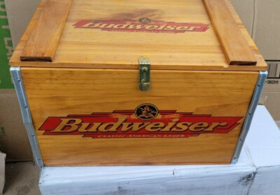 Budweiser Wood Beer Wooden Crate Box Hinged Lid Anheuser