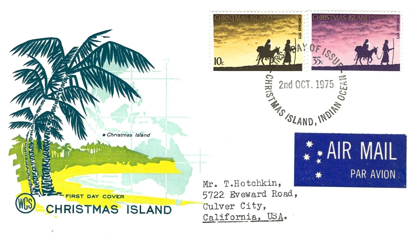 Estampillas de la isla de Navidad sobre de Primer Día