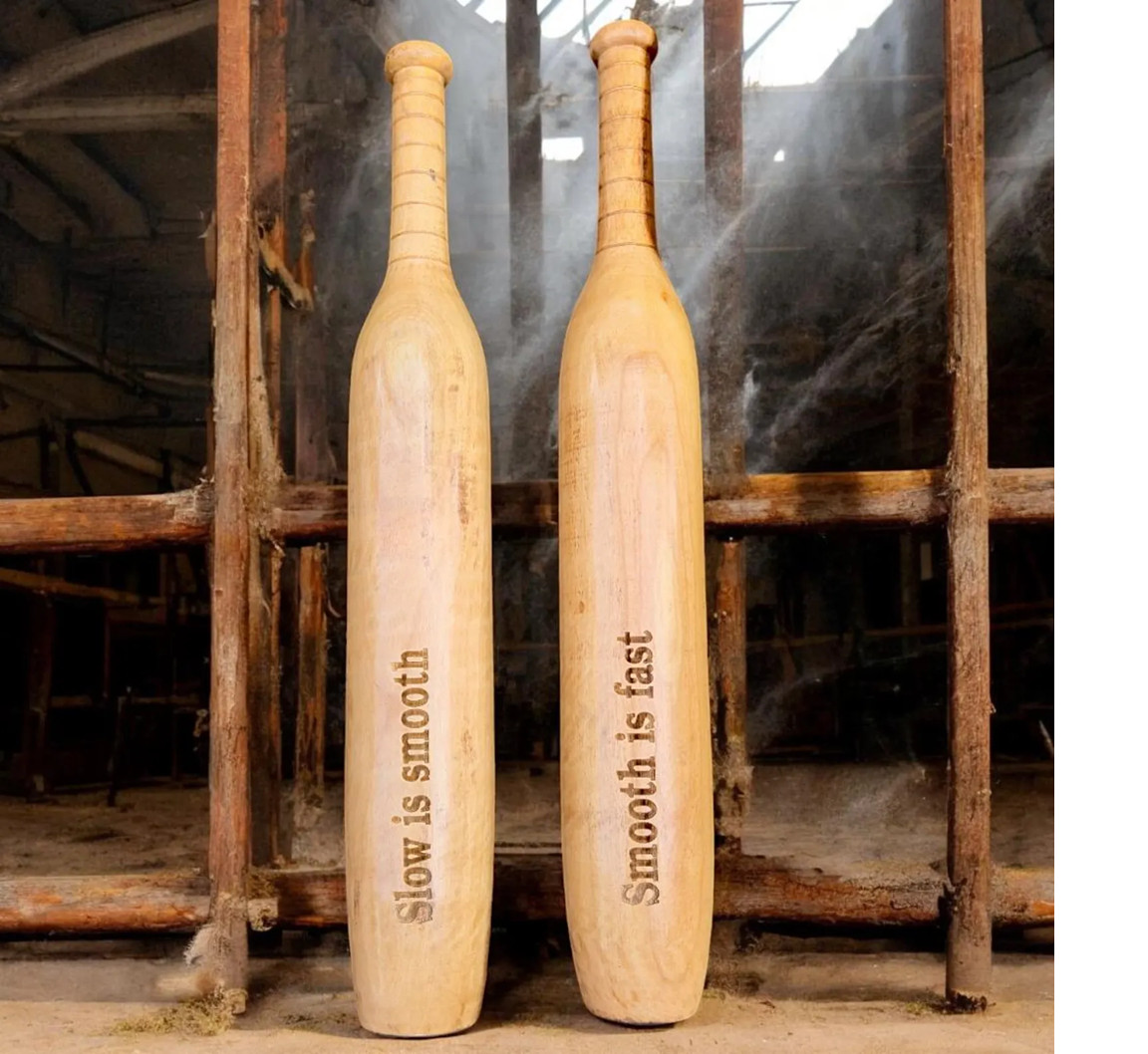 Par de palos indios premium de madera - "Lento es suave / Suave es rápido"