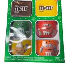 M&M's Holiday Ice Cream Bowl Christmas Gift Set 4 Pack 2.15oz (NEW IN BOX)