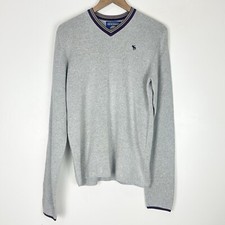 Vintage 80's Abercrombie  Fitch Cotton Sweater L Cricket V Neck Knit Tennis