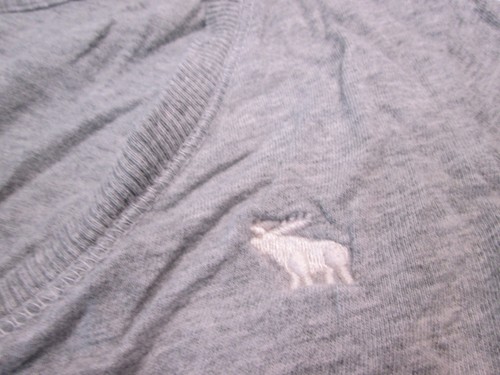 Abercrombie Youth Girls Size L V-Neck Shirt Gray Long Sleeve Stretch Logo Casual - Picture 5 of 6