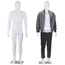 Male Mannequin Dress Form 73" Adjustable Stand w/Base White Mannequin Full Body 