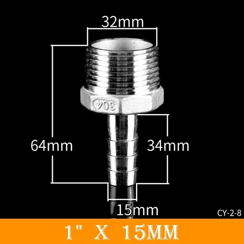 Stainless Male Thread Pipe Fitting x Barb Hose Tail Connector BSP 1/8" to 4" - Bild 28 von 86