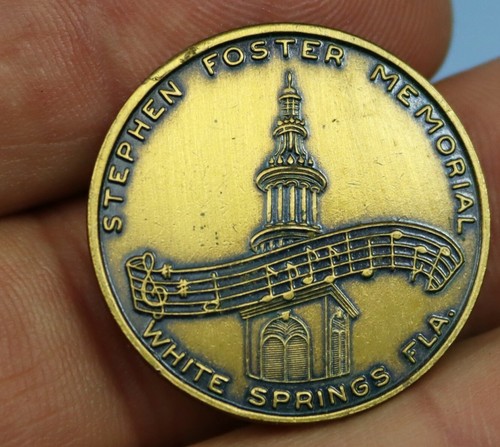 Stephen C Foster Memorial Token brass coin vintage White Springs FL 1826-1864 - Picture 4 of 4