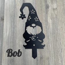 Gnome Yard Stakes Metal Sign Cutout - Metal Garden Gnomes Powder Coated Metal