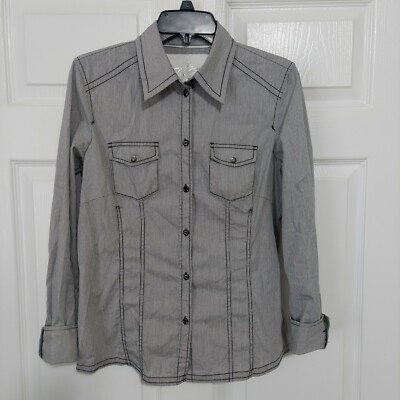 Men's Tom Tailor Black White Checkered Long Sleeve Shirt Size 40