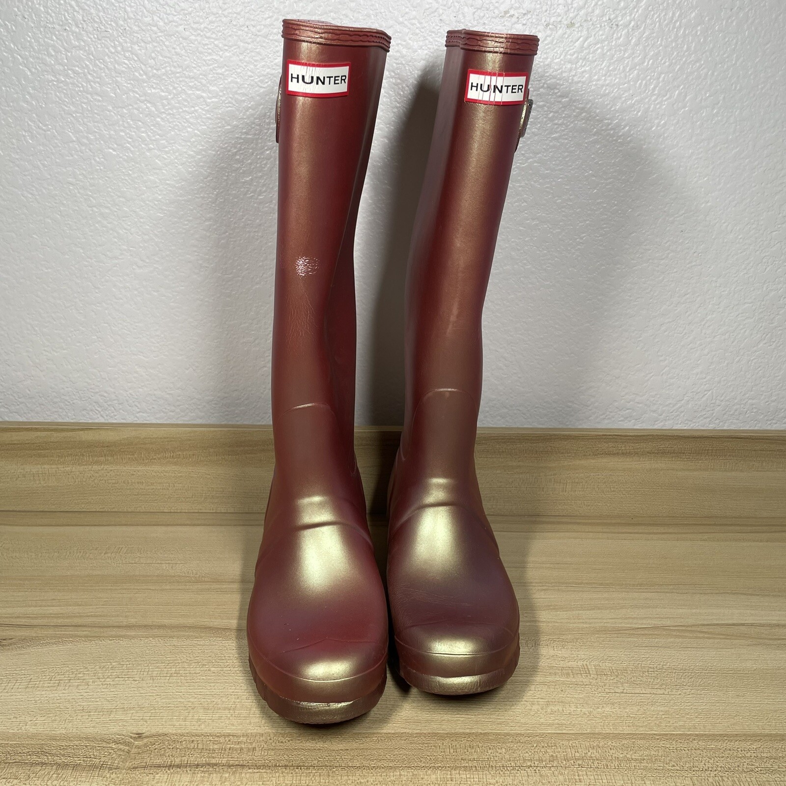 rose gold hunter boots