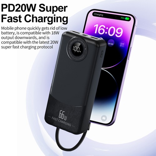 50000mAh Power Bank 66W USB C Schnellladegerät Externer Batterie Ladegerät Handy - Bild 10 von 15