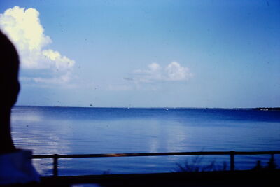 Vintage Found 1960s Slide Photo  Calm Waters and Serene Blue Sky View