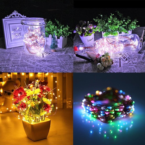 LED String Lights+Remote Control Battery Operated Silver Wire Picnic Wedding - Picture 12 of 17