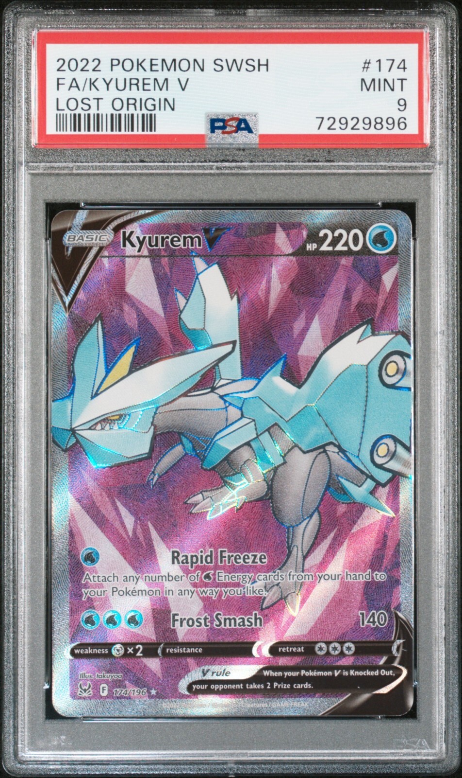 PSA 9 MINT Kyurem V 174/196 Lost Origin Full Art Ultra Rare Holo Pokémon 2022