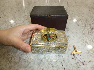 Rare Antique Sterling Silver Swiss Singing Bird Box Exc. Working Unique Case