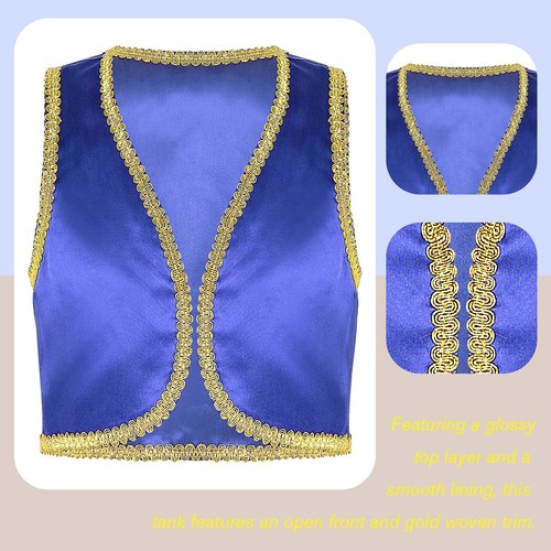 Kid Boys Fairytale Party Cosplay Waistcoat Outwear Show Costume Open Front Vest - Picture 26 of 35