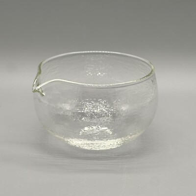 Clear Textured Glass Matcha Bowl Japanese Pouring Spout 3 x4 