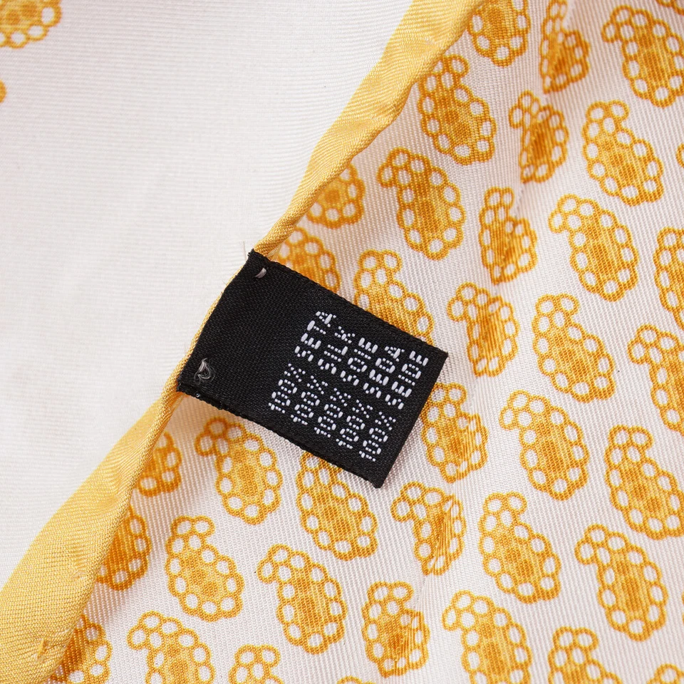 Nuevo Cuadrado de Bolsillo de Seda Estampado Paisley Amarillo Dorado CESARE ATTOLINI Foto 3 de 3