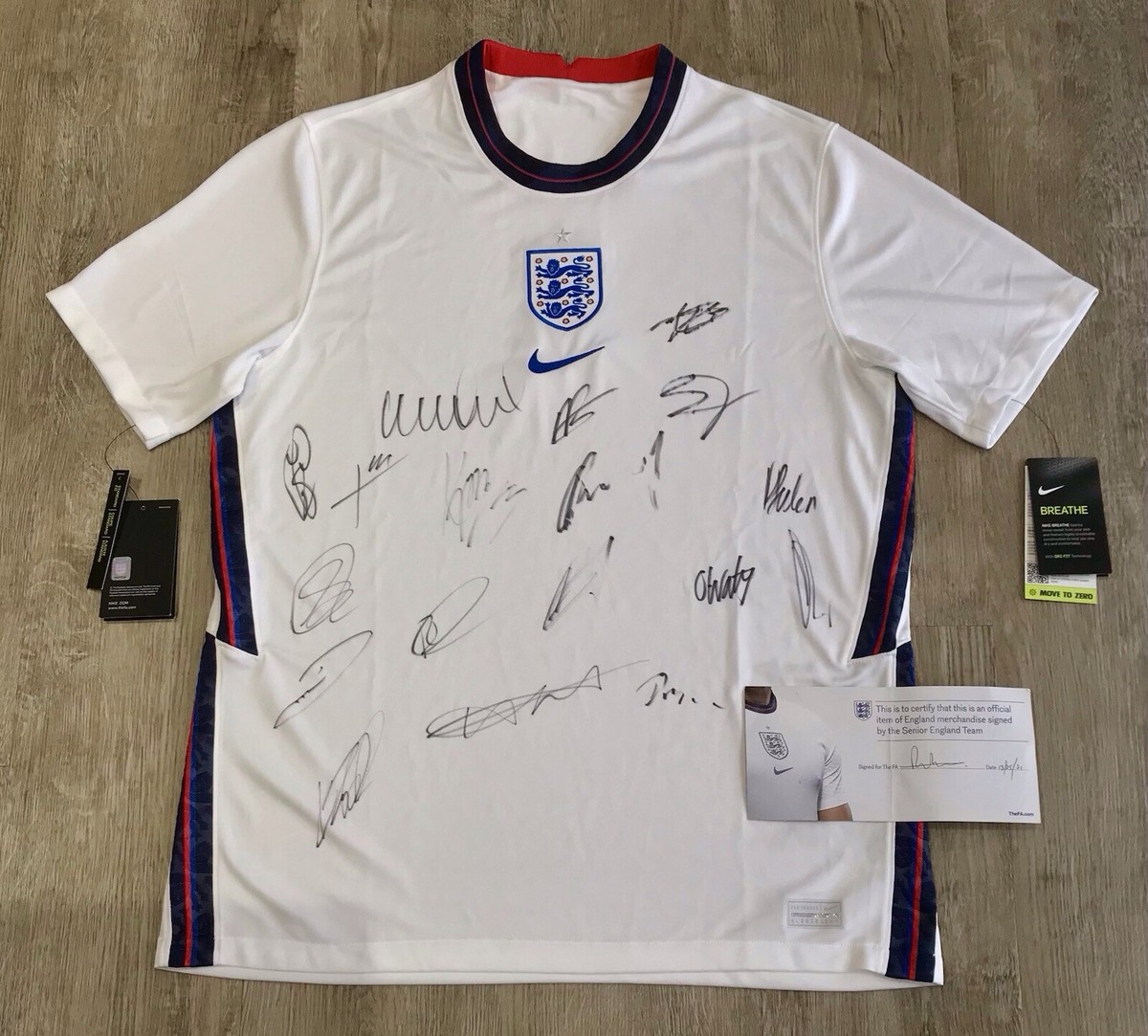 England 2020 England Fa Kit FA Issued Official COA England Euro