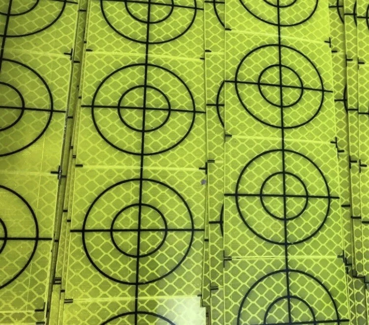 Pack of 20 Retro Yellow Targets 50x50 mm Adhesive For Total Stations EDM
