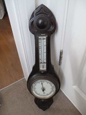 Aneroidbarometer und Fahrenheit / Celsius Thermometer - Höhe 58,5 cm