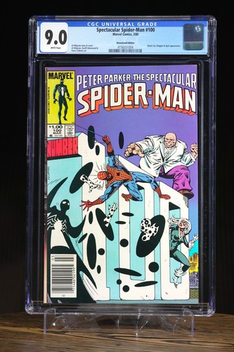 SPECTACULAR SPIDER-MAN #100 Newsstand 1985 CGC 9.0 Spiderverse Spot Kingpin
