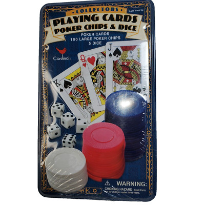 Collectors Playing Cards 100 Poker Chips 5 Dice by Cardinal 2002 Factory Sealed