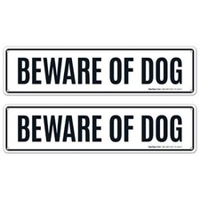 Beware of Dog Sign, 2 Pack Rectangle Black Text Sign, 3x12 Aluminum 3x12 2 PK