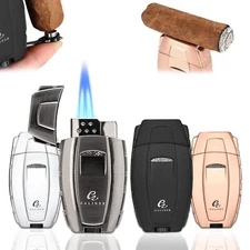 Galiner Refillable Torch Cigar Lighter 2 Jet Flame Punch Metal Butane Gas Gift