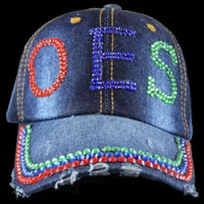 OES Denim Rhinestone Cap - Eastern Star Blue Denim Hat