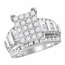 14kt White Gold Round Diamond Cluster Bridal Wedding Engagement Ring 4 Ctw