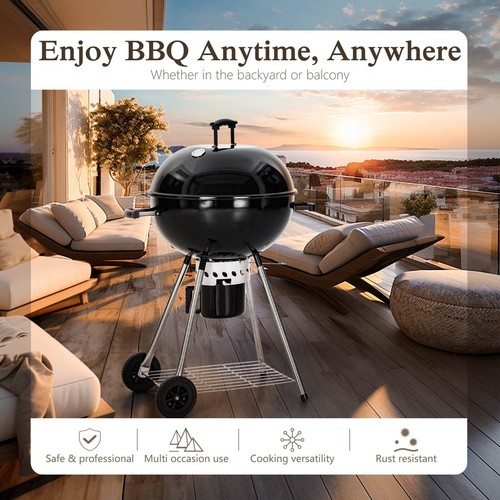 22 inch Kettle Charcoal Grill BBQ Portable Grill Outdoor Barbecue Cooking - Picture 10 of 11