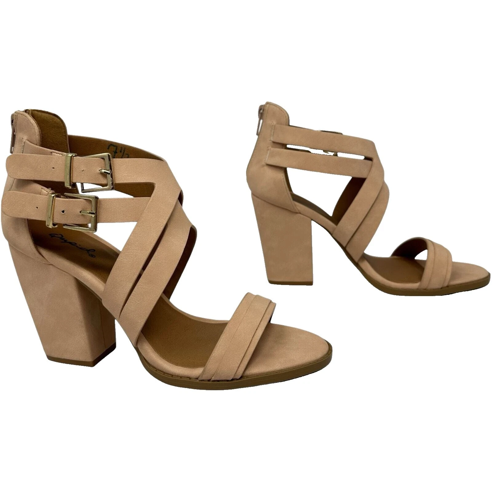 Tacones de correa al tobillo marrones Qupid para mujer