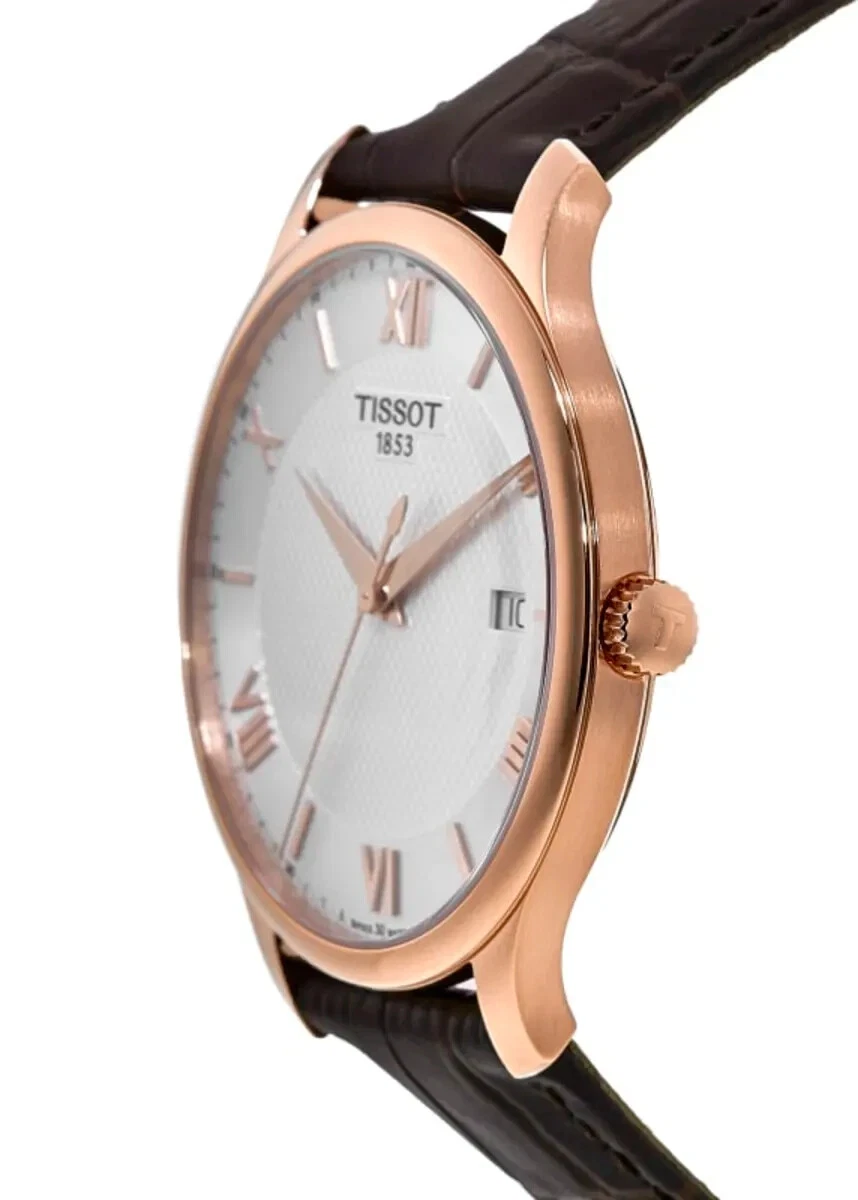 New Tissot Tradition Rose Gold Silver Dial 41mm Men s Watch T0636103603800