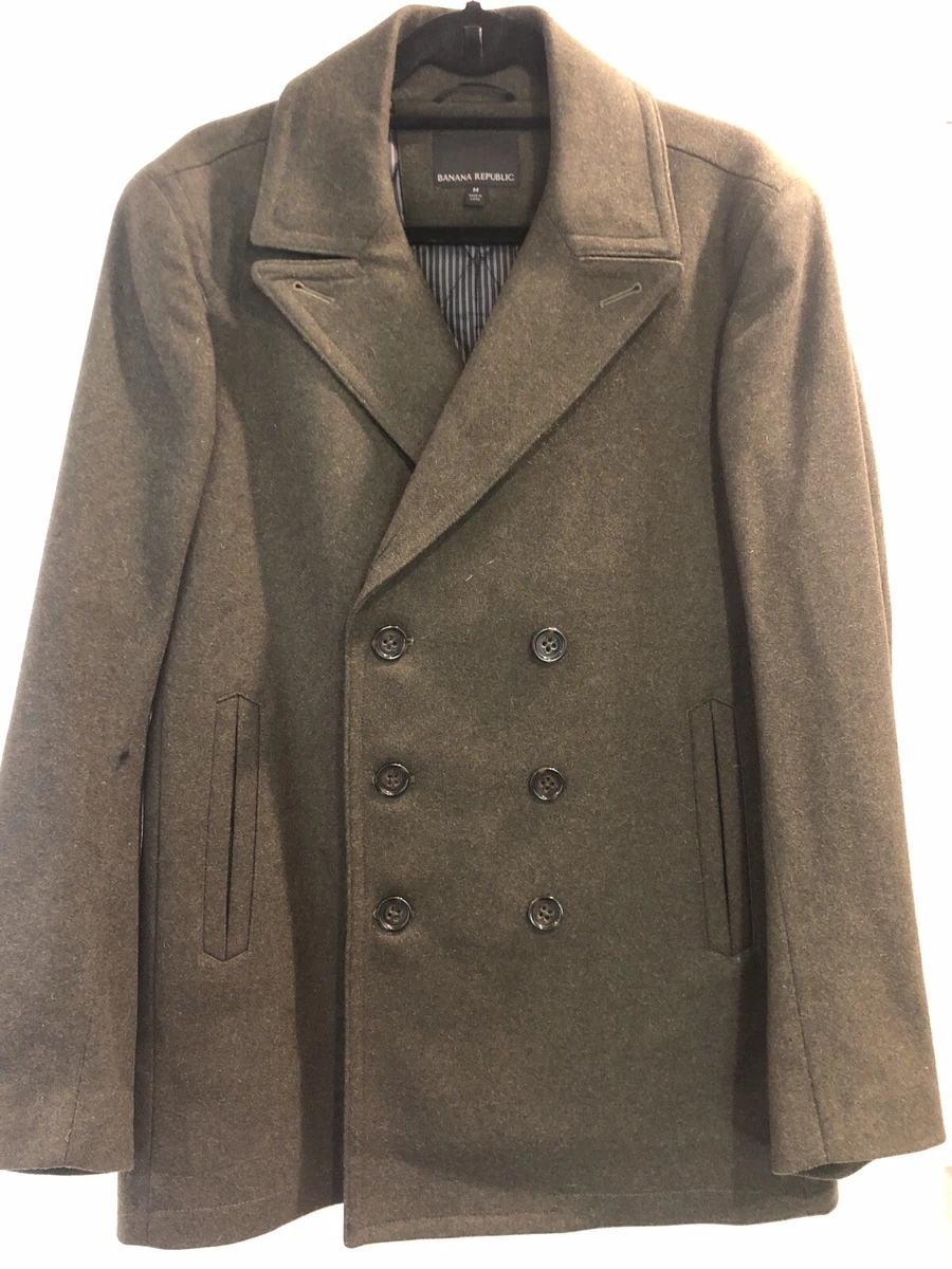 Banana Repulic Wool Hunter Green Peacoat Size M