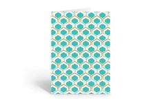 Teal Pattern Blank Note Card - 10 Cards & Envelopes - B14354