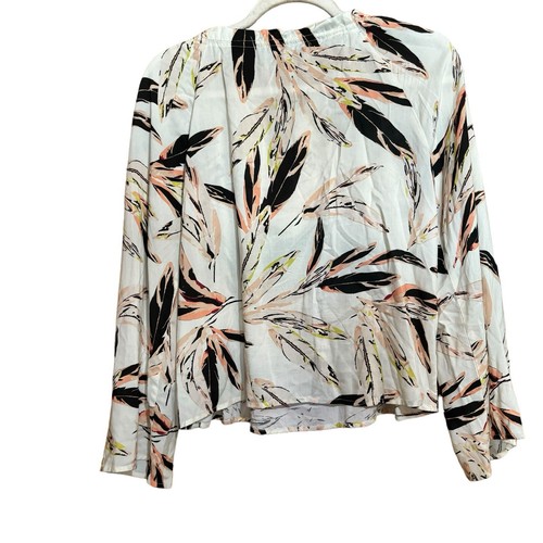 Blusa Maven West Top Mujer XS Multicolor Pluma Abstracto Estampado Cerradura Frontal - Imagen 3 de 6