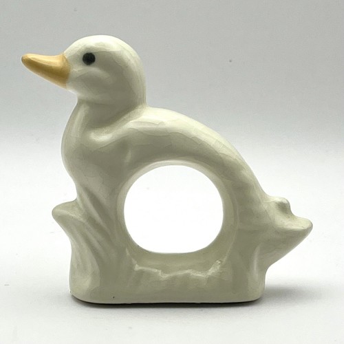 Vintage Bird Napkin Ring Holder White Porcelain Duck Goose Set of 2 - Picture 2 of 10