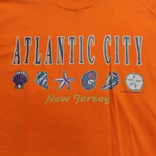 Vintage Atlantic City Shirt Large Orange Changes Made in USA New Jersey