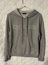 Womens s Hoodie Bebe Sport Grey Pullover Hoodie Womens Size Medium