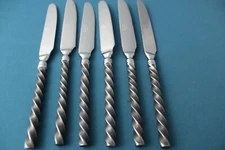 6 Dinner Knives Solid Pier One 1 PII14 China Twist Black 9"