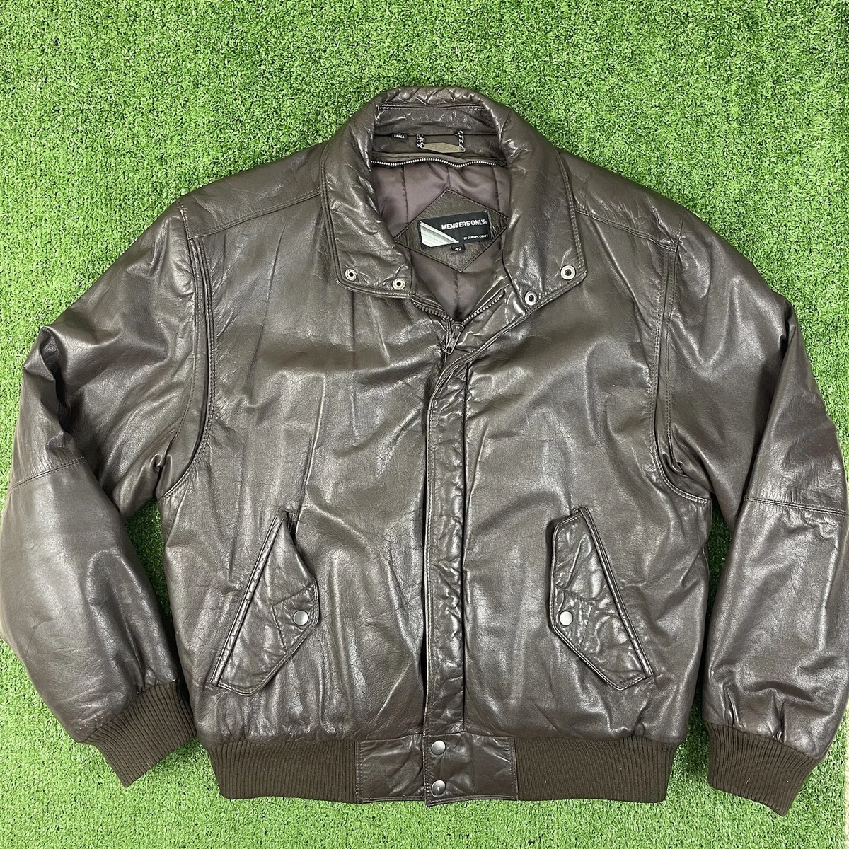 Vintage Original Members Only Europe Craft Black Leather Jacket Size 42