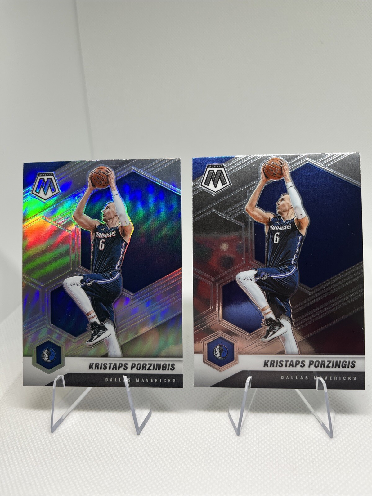 2020-21 Panini Mosaic Kristaps Porzingis Silver Prizm  Mavericks #74 Plus Base